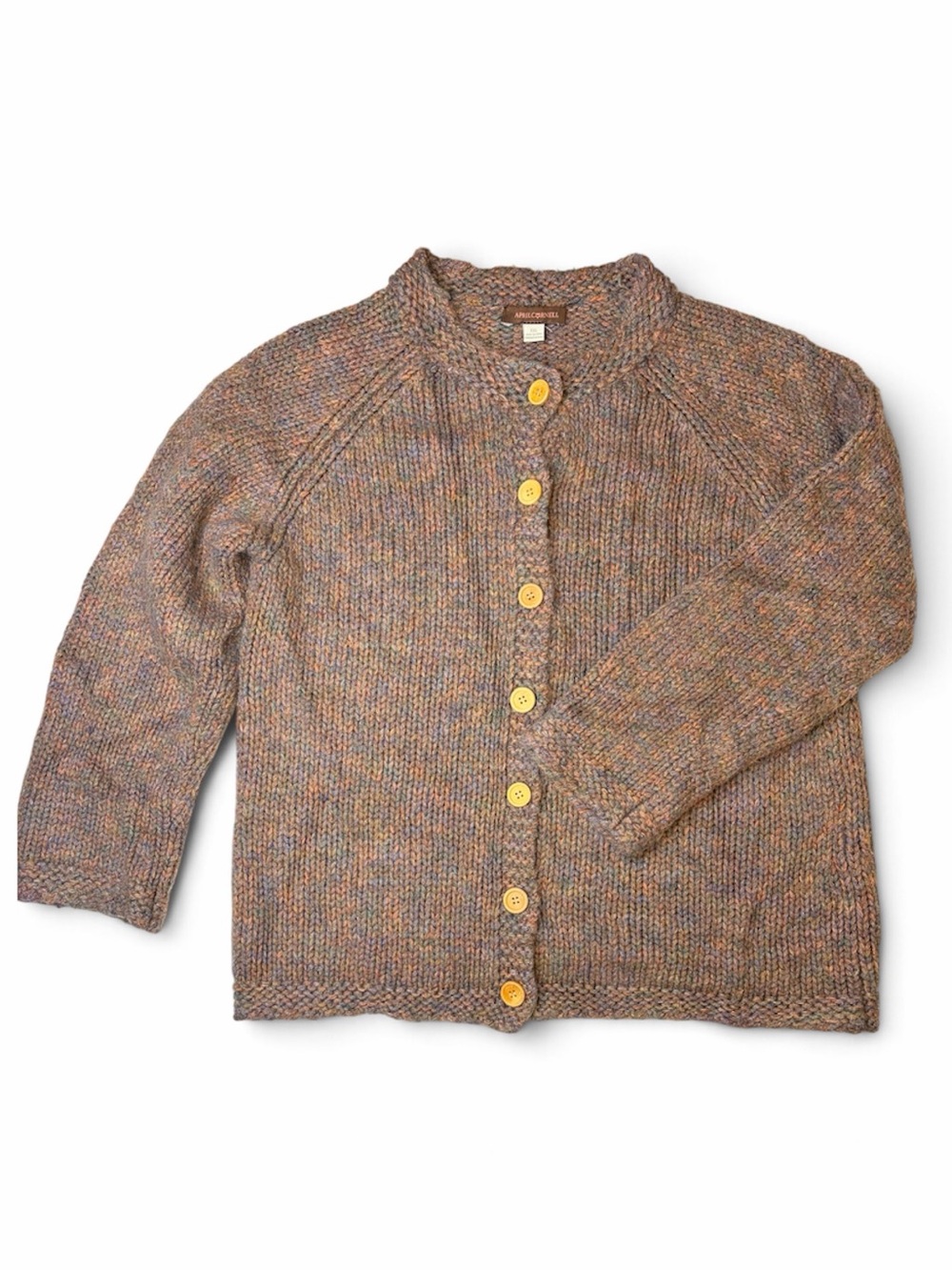 Vintage April Cornell Mixed Knit Wool Mohair Cardigan Sweater XXL